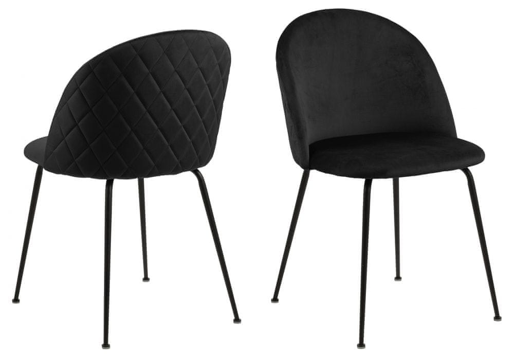 Design Scandinavia Jedálenská stolička Louise (SET 2ks), zamat, čierna